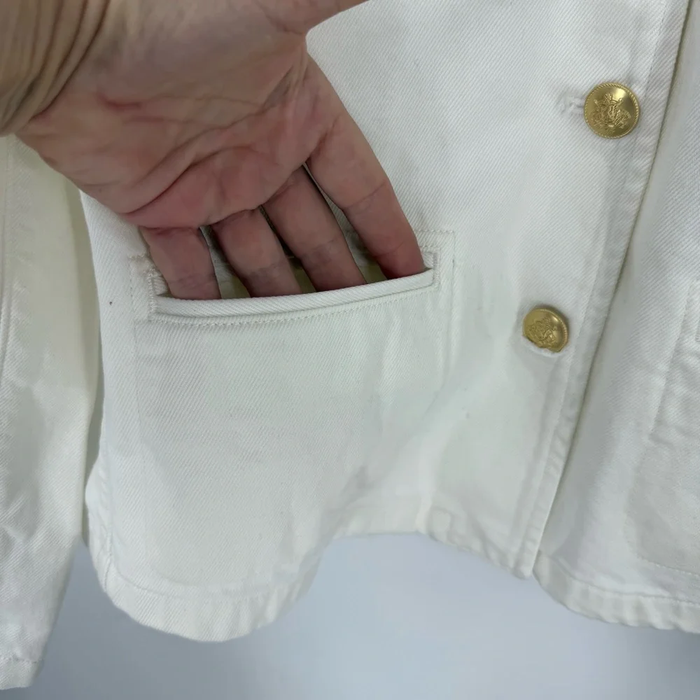 J. Crew Women's Ivory Blazer with Gold Buttons